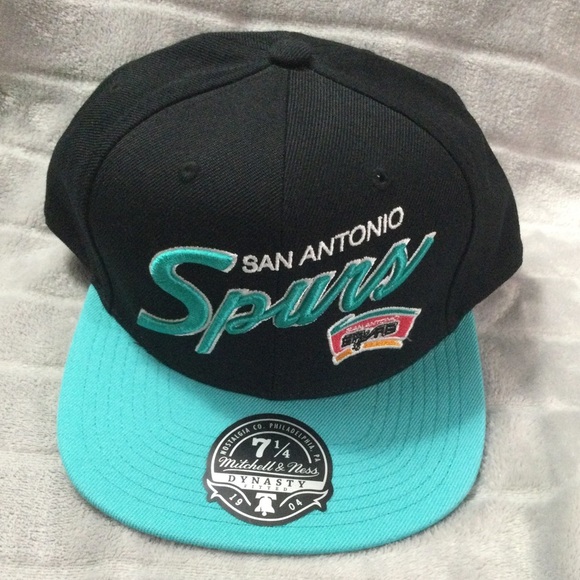 Mitchell & Ness Other - Mitchell & Ness Black and Teal San Antonio Spurs Fitted Hat